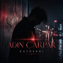 Adın Çarpar single kapağı: yağmurlu bir gece sokağında başı öne eğik yüzü görünmeyen bir silüet, buğulu cama çizilmiş bir kalp